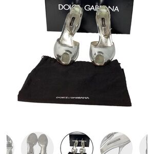 Dolce & Gabbana Metallic Silver Open Toe Heels